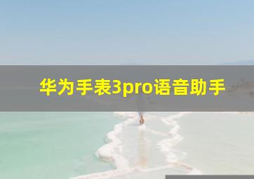 华为手表3pro语音助手