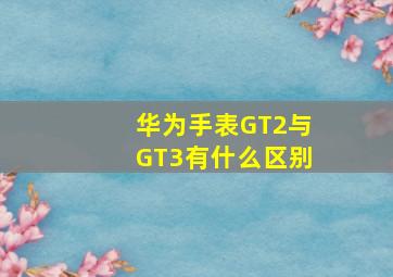 华为手表GT2与GT3有什么区别