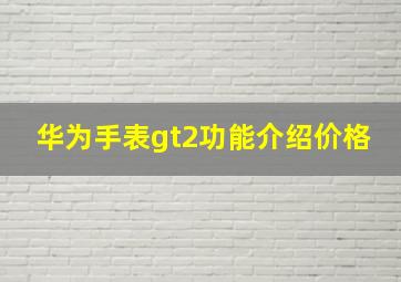 华为手表gt2功能介绍价格