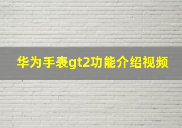 华为手表gt2功能介绍视频