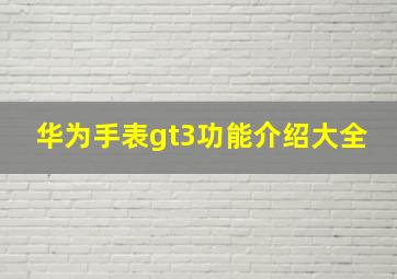 华为手表gt3功能介绍大全