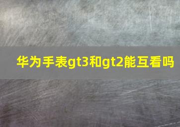 华为手表gt3和gt2能互看吗