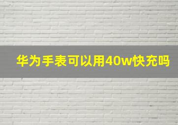 华为手表可以用40w快充吗