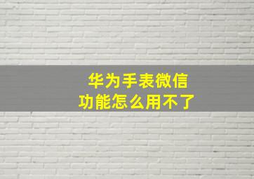 华为手表微信功能怎么用不了