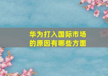 华为打入国际市场的原因有哪些方面