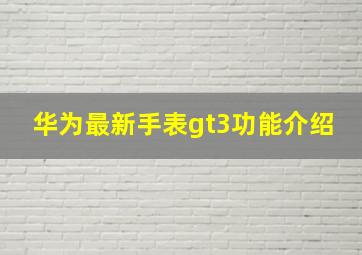 华为最新手表gt3功能介绍