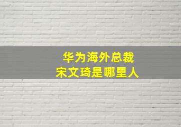 华为海外总裁宋文琦是哪里人