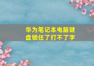 华为笔记本电脑键盘锁住了打不了字