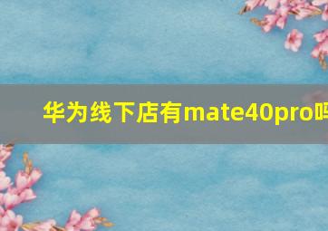 华为线下店有mate40pro吗