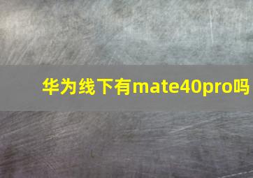 华为线下有mate40pro吗