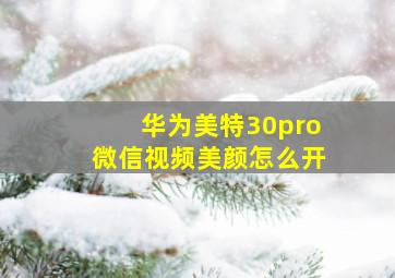 华为美特30pro微信视频美颜怎么开