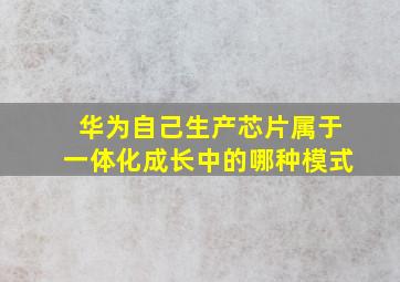 华为自己生产芯片属于一体化成长中的哪种模式