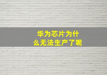 华为芯片为什么无法生产了呢