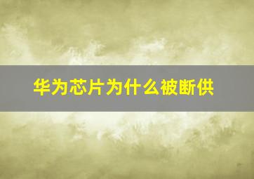 华为芯片为什么被断供