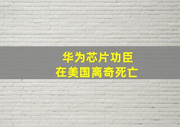 华为芯片功臣在美国离奇死亡