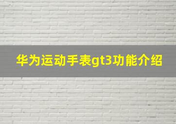 华为运动手表gt3功能介绍