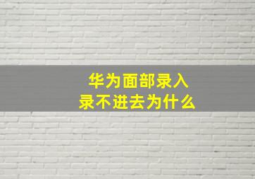 华为面部录入录不进去为什么