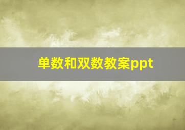 单数和双数教案ppt