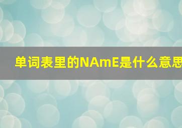 单词表里的NAmE是什么意思