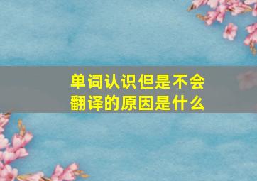 单词认识但是不会翻译的原因是什么