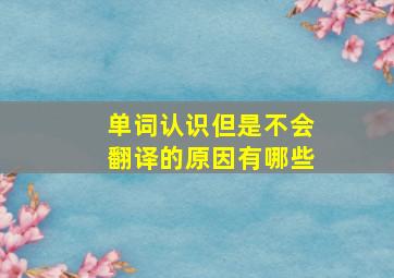 单词认识但是不会翻译的原因有哪些