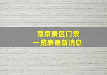 南京景区门票一览表最新消息