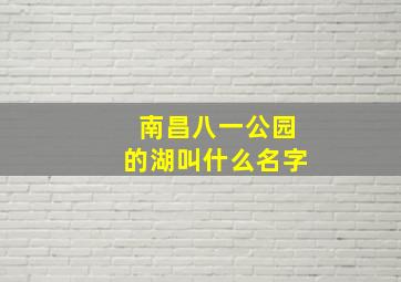 南昌八一公园的湖叫什么名字