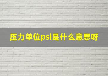 压力单位psi是什么意思呀