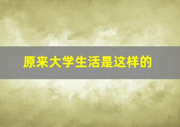 原来大学生活是这样的