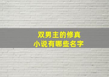 双男主的修真小说有哪些名字