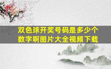 双色球开奖号码是多少个数字啊图片大全视频下载