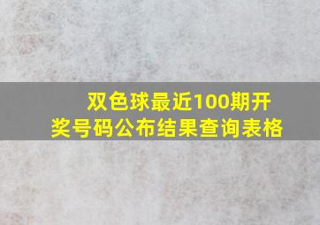 双色球最近100期开奖号码公布结果查询表格