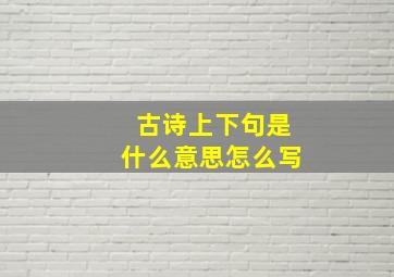 古诗上下句是什么意思怎么写