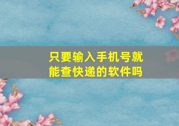 只要输入手机号就能查快递的软件吗