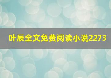 叶辰全文免费阅读小说2273