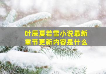 叶辰夏若雪小说最新章节更新内容是什么