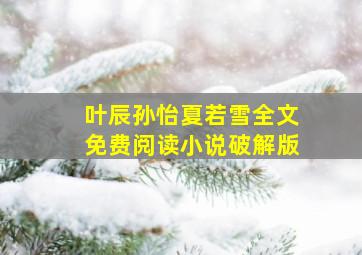 叶辰孙怡夏若雪全文免费阅读小说破解版