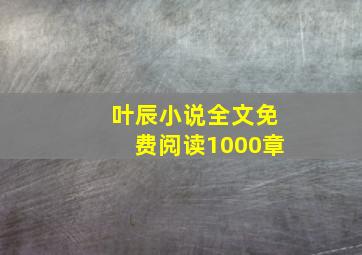 叶辰小说全文免费阅读1000章