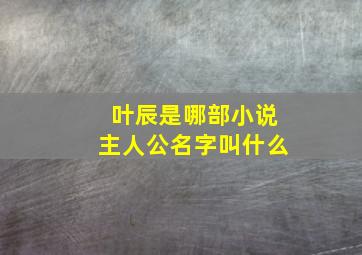 叶辰是哪部小说主人公名字叫什么