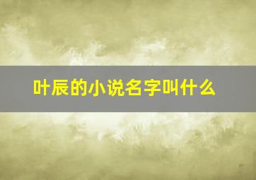 叶辰的小说名字叫什么