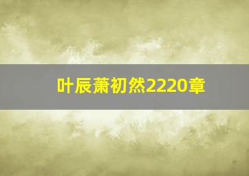 叶辰萧初然2220章