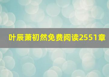 叶辰萧初然免费阅读2551章