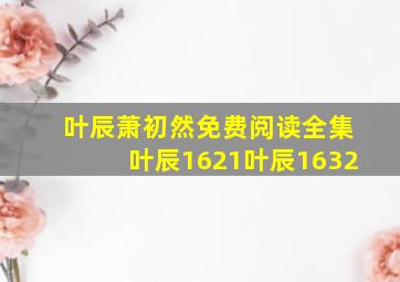 叶辰萧初然免费阅读全集叶辰1621叶辰1632