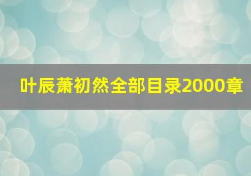 叶辰萧初然全部目录2000章