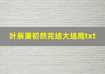 叶辰萧初然完结大结局txt