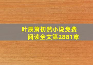 叶辰萧初然小说免费阅读全文第2881章