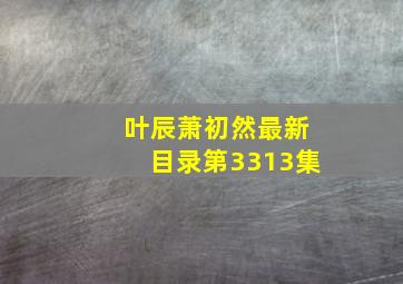 叶辰萧初然最新目录第3313集