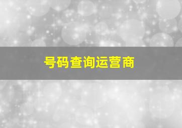 号码查询运营商