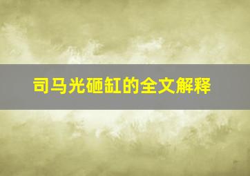 司马光砸缸的全文解释