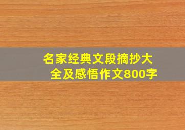 名家经典文段摘抄大全及感悟作文800字